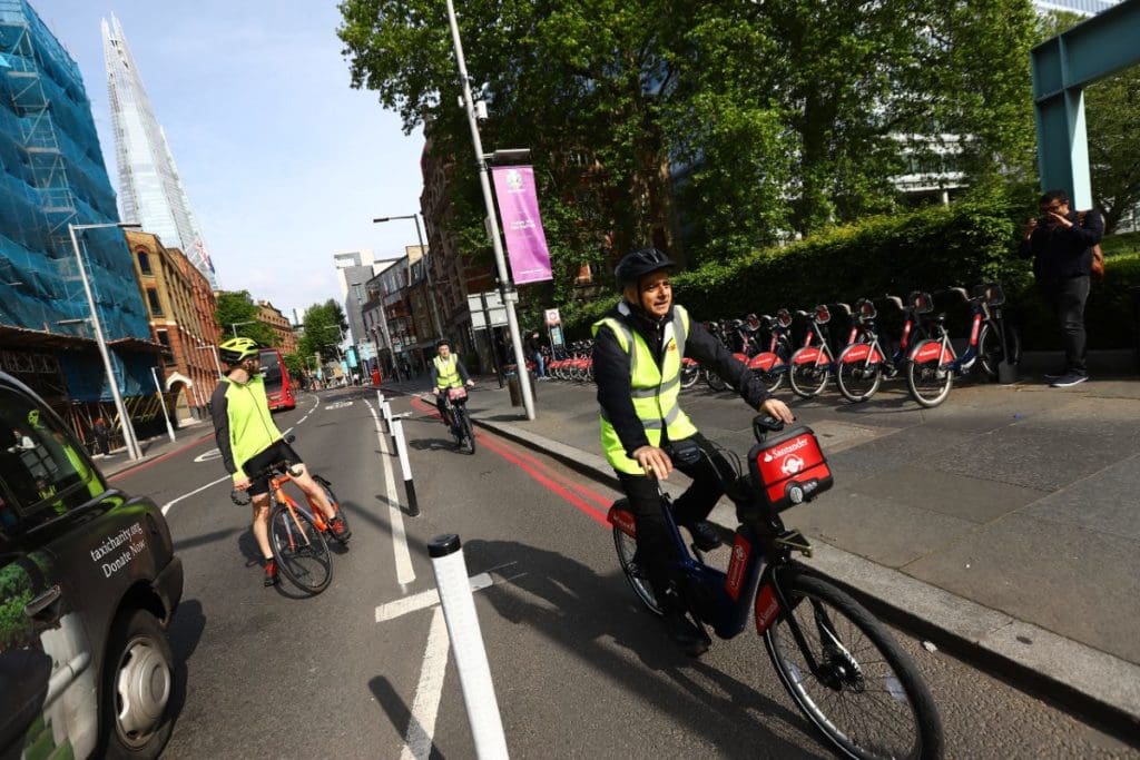 Mayor of London riding bike