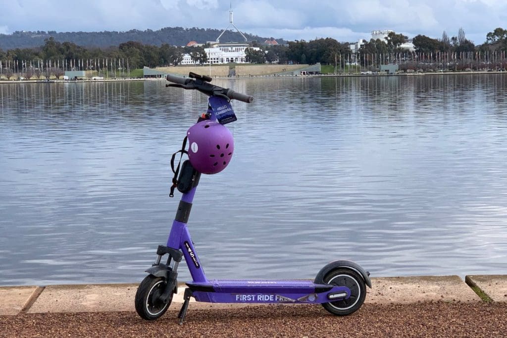 Beam e-Scooter in front of Parliament House