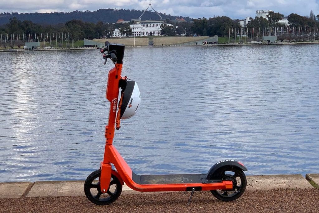 Neuron e-Scooter in front of Parliament House