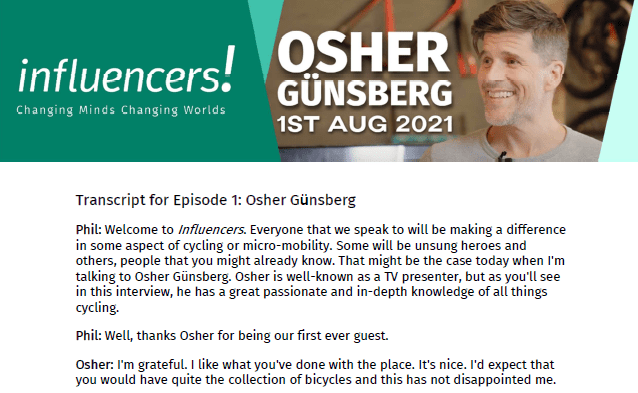 Influencers interview Osher Gunsberg Transcript