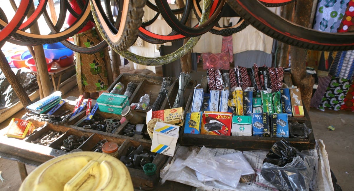 Indian bicycle parts at the local market