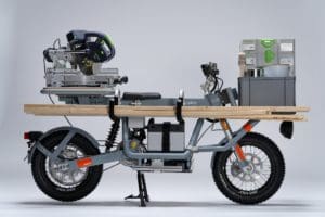 The Ösa :work is promoted as a “powerful workbench and towing truck on two wheels”, with the ability to supply off-grid power to heavy-duty tools and gadgets.