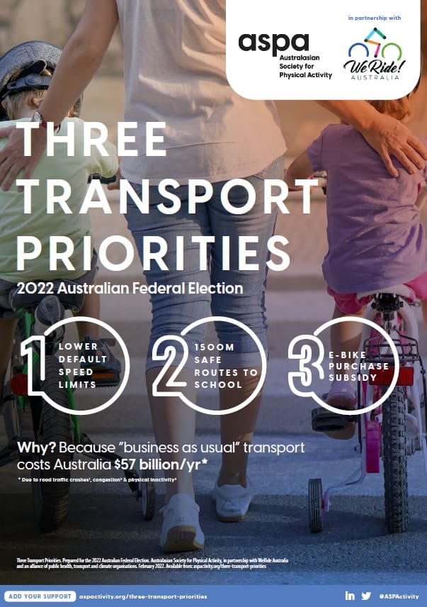 Three Priorities document produced by We Ride Australia and the Australiasian Society for Physical Activity