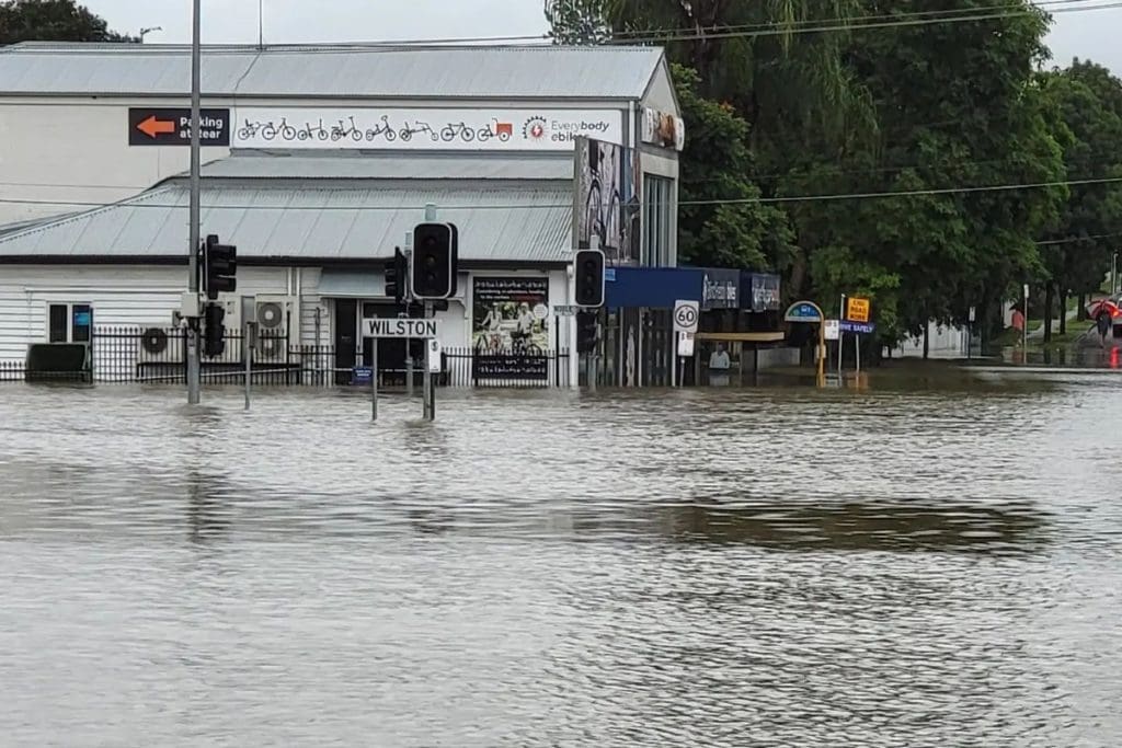 Flooding at the EveryBody e-Bikes store in Wilston peaked at almost 4m.
