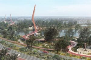 An artist’s impression of the Swan River Pedestrian and Cycling Causeway Bridge earmarked for construction this year.