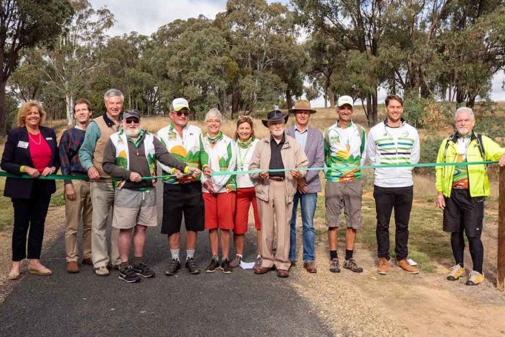 Group of people opening the Tumbarumbah to Rosewood Rail Trail in April 2020