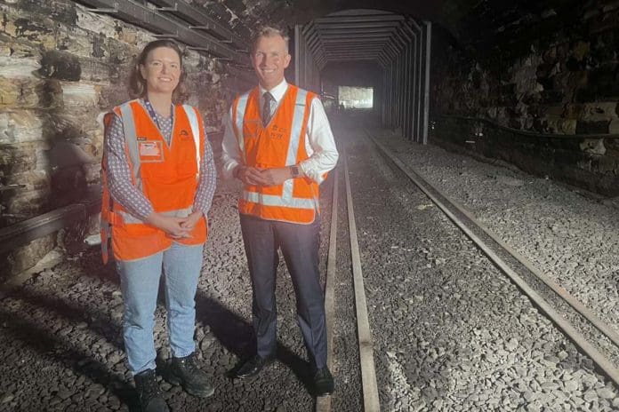 Rob Stokes in underground railway tunnel