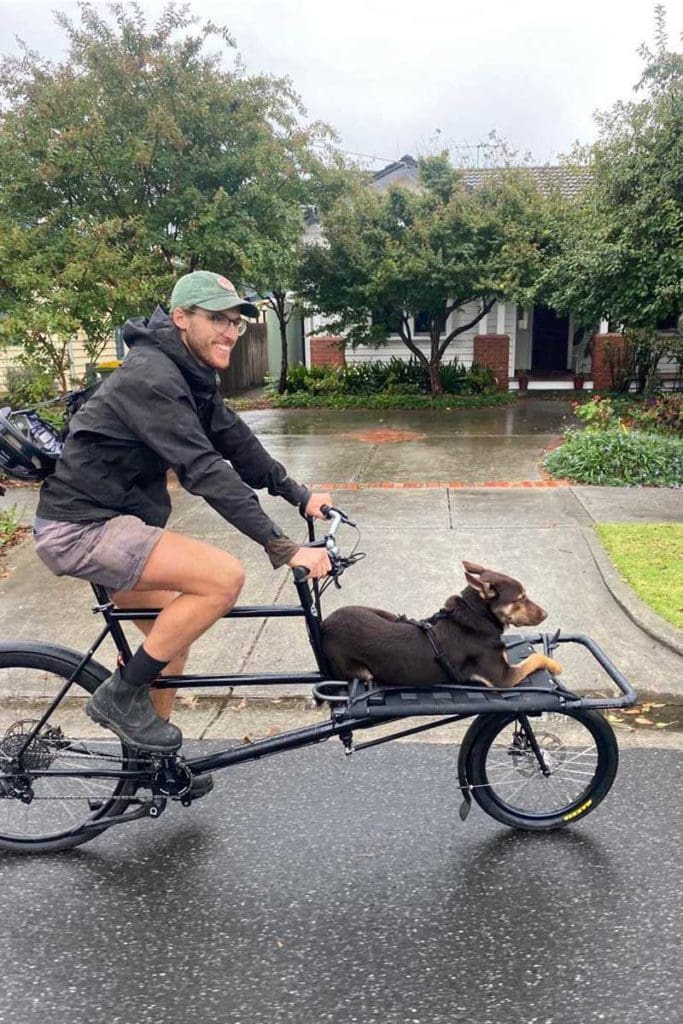 Ben and his kelpie Billy ride a cargo bike