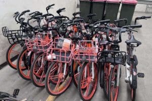 group of used share e-bikes