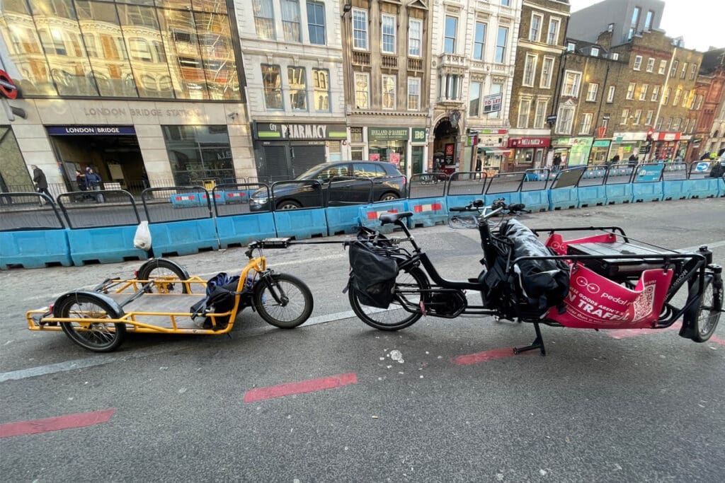 Cargo bikes on London street