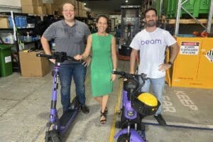 Team members in Beam E-scooter warehouse