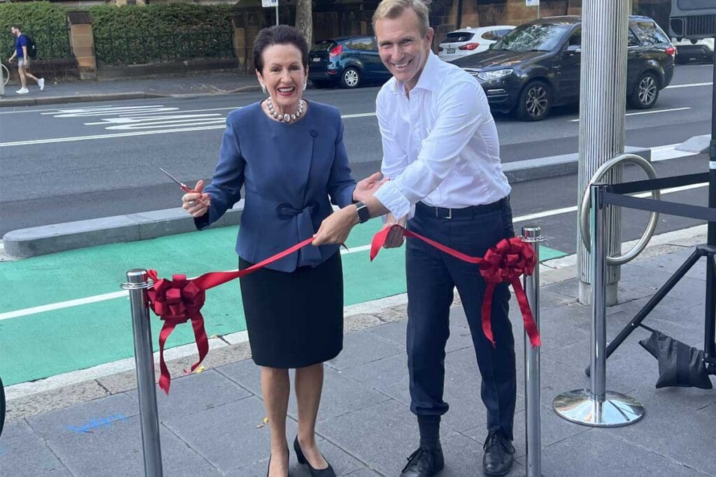 Sydney political members cutting opening ceremony ribbon