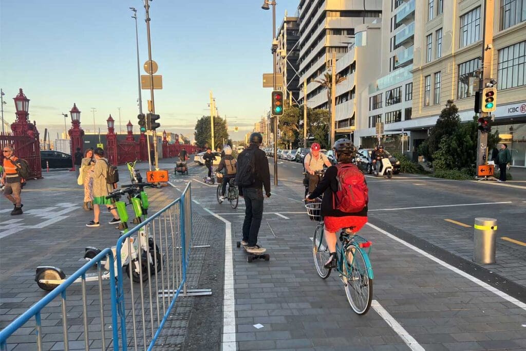 Quay St protected bike lane, Auckland
