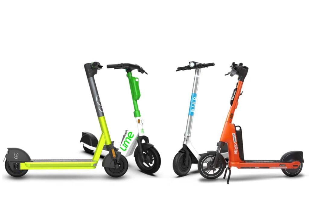 Four e-scooters