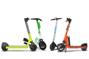 Four e-scooters