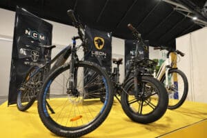Bikes on display at an expo