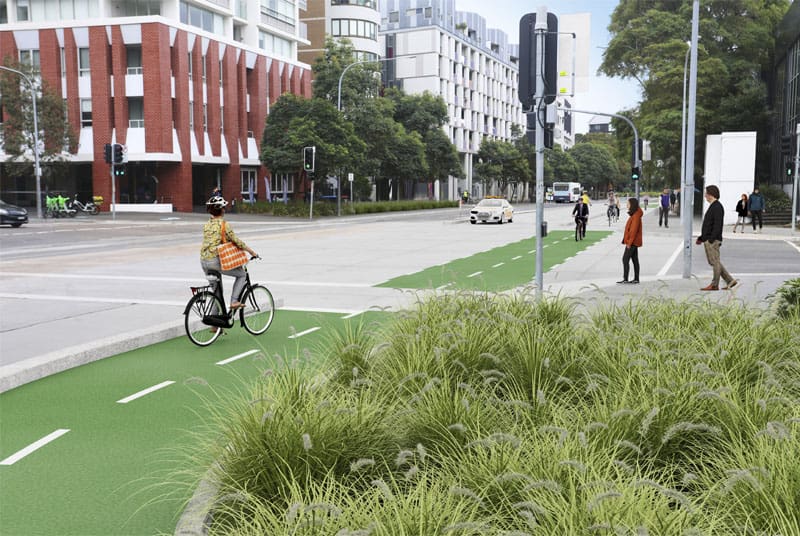 Artist's impression of cycleway through city