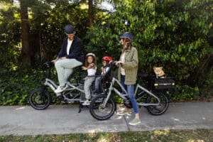 Family using ecargo bikes