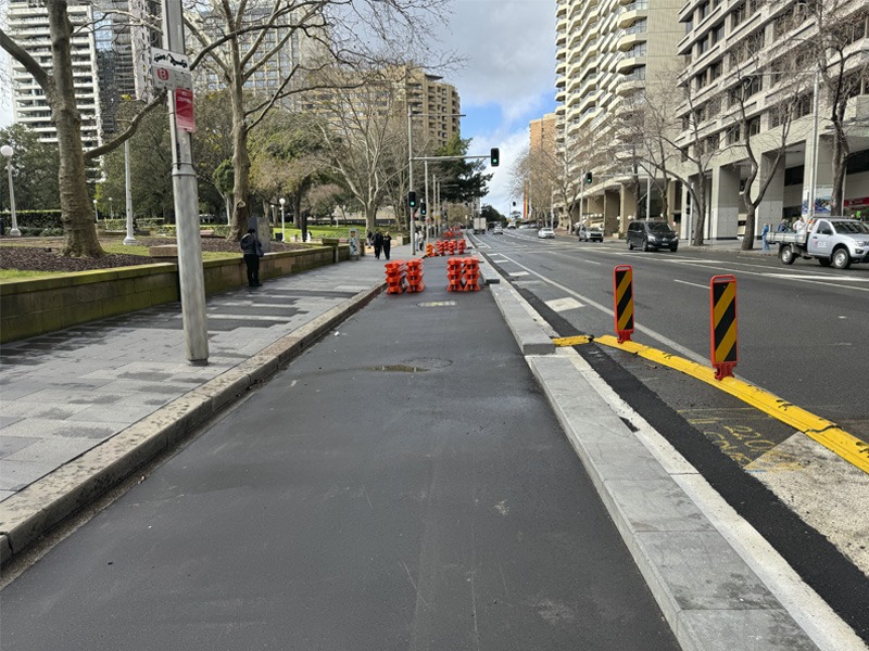 Protected cycleway under construction.