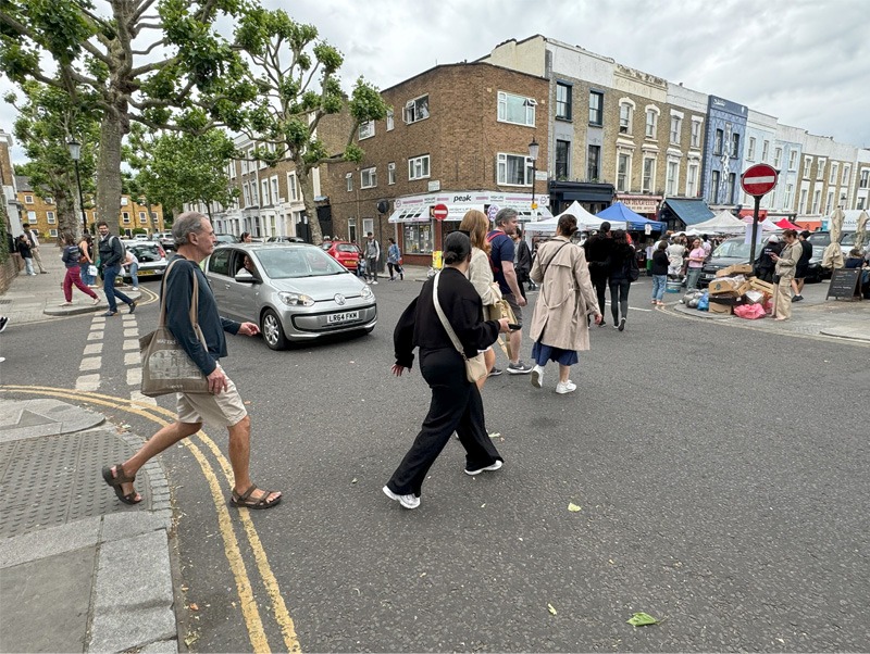 Group of people crossing street