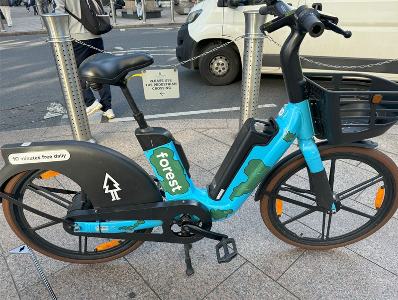 Share e-bike parked on street