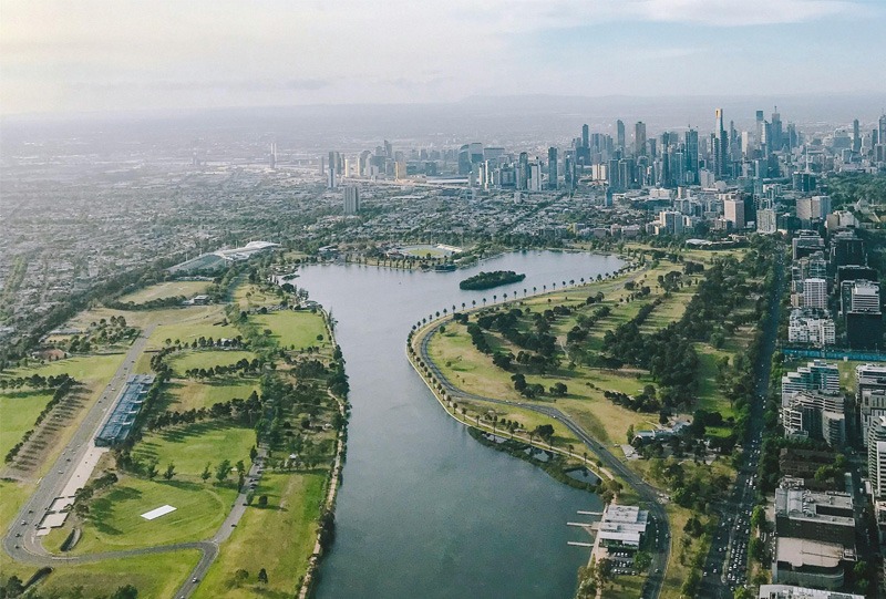 Aerial view of Melbourne