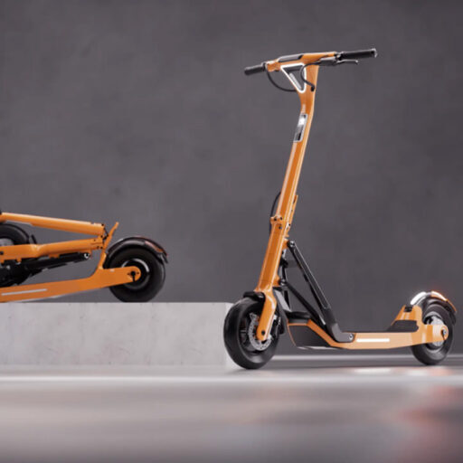 two e-scooters on product display