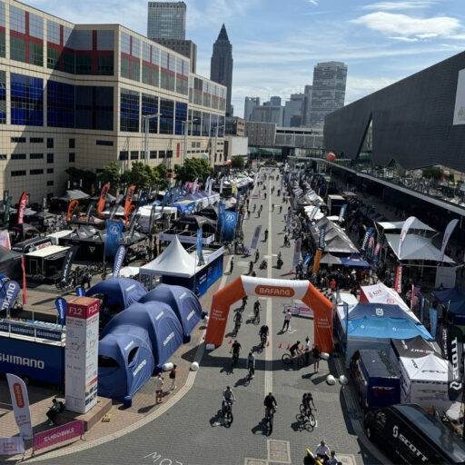 Outdoor demo exhibition area of bicycle expo.